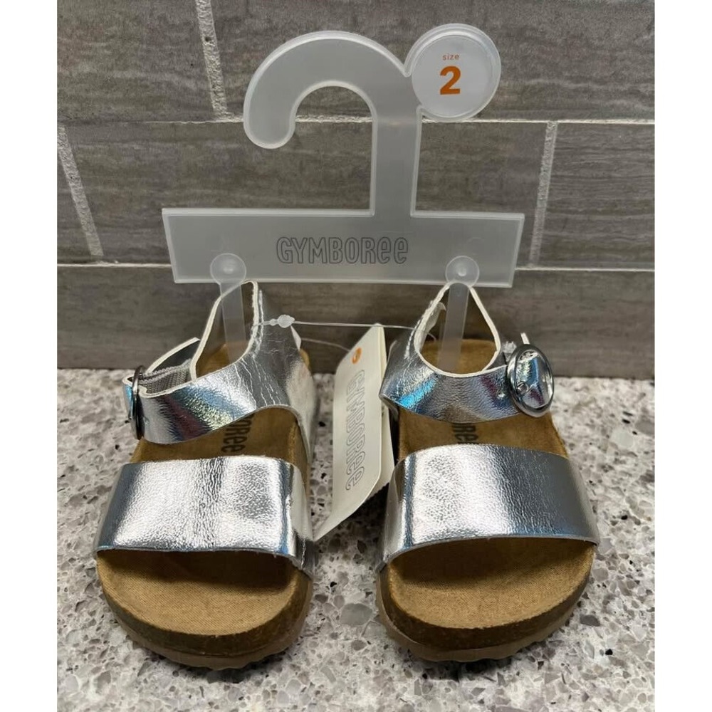NWT‎ Gymboree Infant Baby Metallic Silver Shoes/Summer Sandals-Size 2